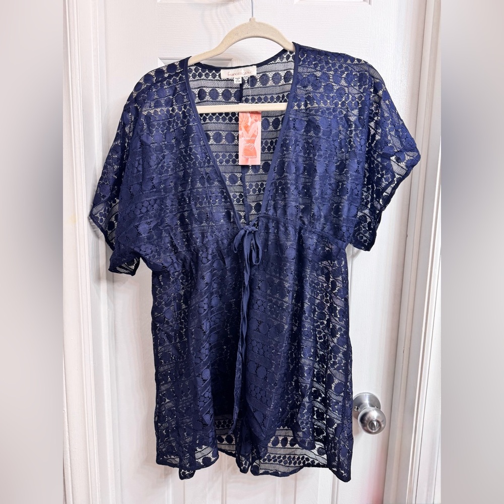 Francesca's Collections Midnight Blue Lace Top Size S/M